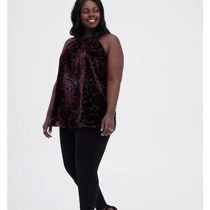 NWT TORRID HALTER TUNIC TANK - BURNOUT VELVET PAISLEY size L